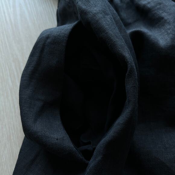 J Crew Petite Cap Sleeve Midi Dress In Linen XS P Black Pockets - Picture 12 of 14